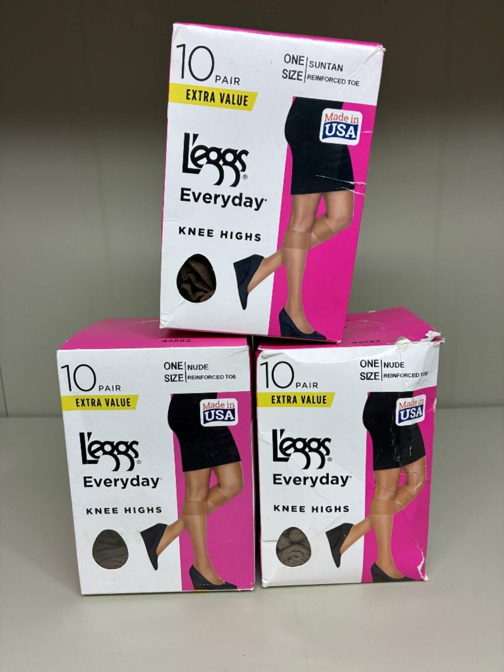 30 Pair L'eggs Everyday Knee High Stockings One Size Nude Suntan Reinforced Toe